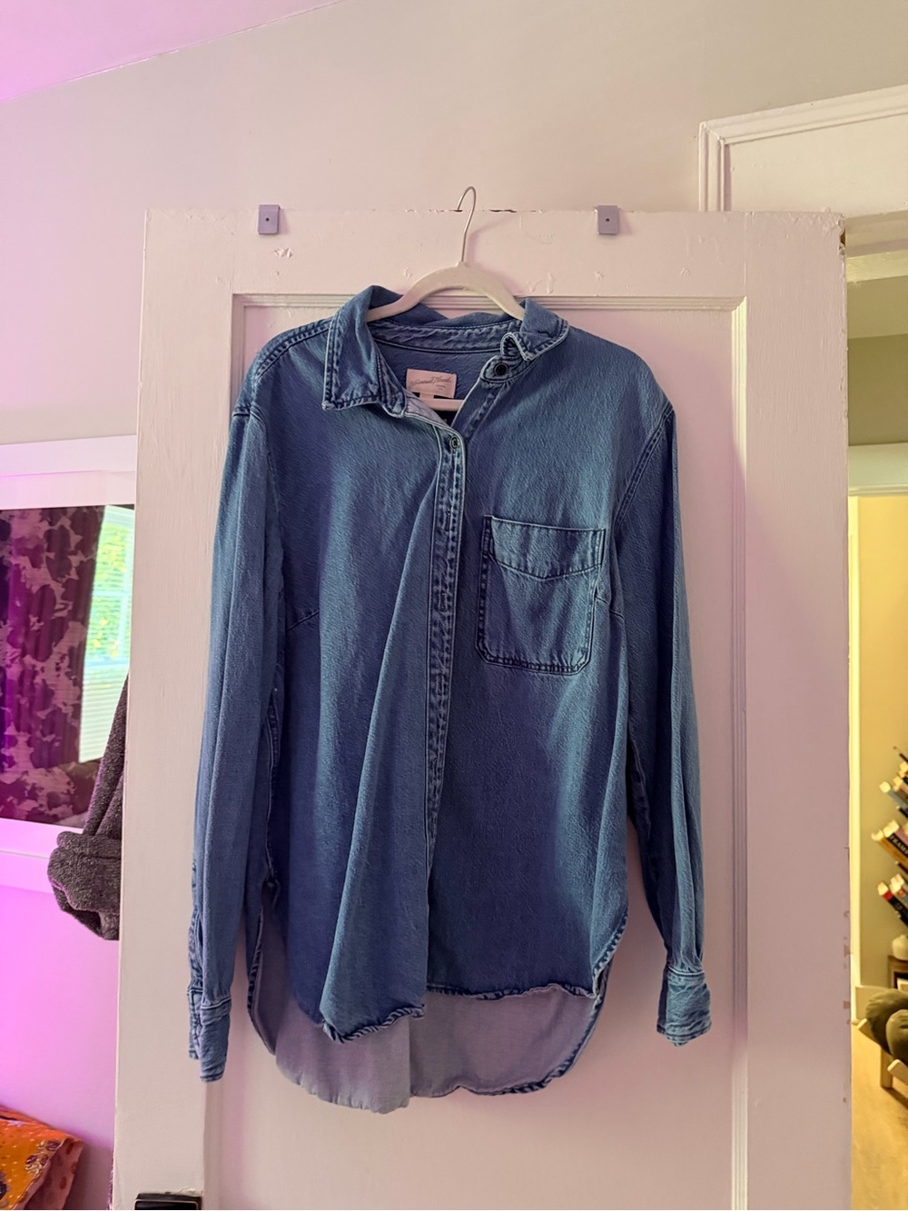 Universal Thread Denim-Look Button Down Shirt in Blue